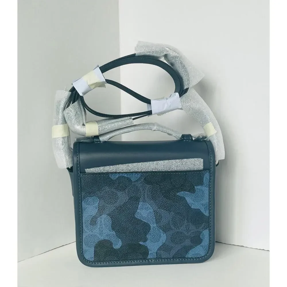 Coach Racer Crossbody Bag Blue Signature Camo Leather Mens CDC15 Compact